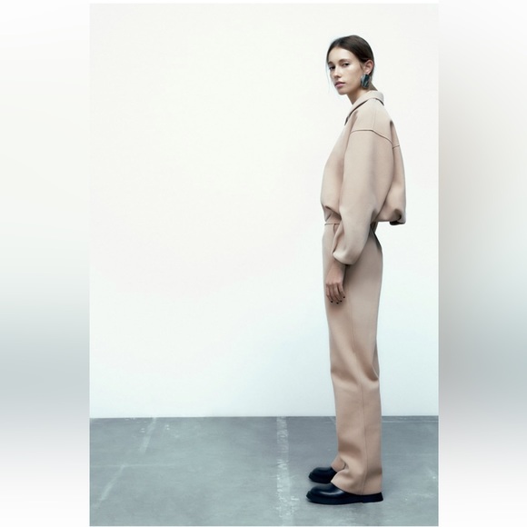 Zara NWT pleated zip bomber and straight leg pants with pockets. SOLD AS A SET - Picture 8 of 9